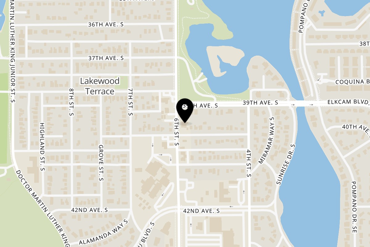 Map showing the location of Tchotchke on 3920 6th St S in St. Petersburg